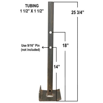Stabilizer/Drop Leg - 1.5" x 1.5" x 25.75" - w/ Foot Plate - 2,000lb Capacity