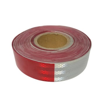 Alternating 6" Red - 6" White 2" x 150'  Reflective Tape - (Kiss Cut)