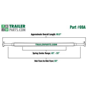 Trailer Axle 1 3/4" Round - 2,000 lbs. Capacity with 1" Spindles - Accepts 44643 Bearings 