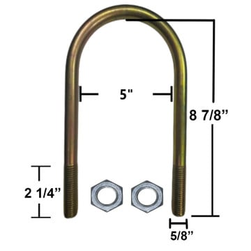 Trailer U-Bolt - Yellow Zinc - 5" x 8 7/8" x 5/8"
