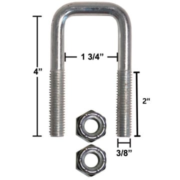 Trailer U-Bolt - Zinc Plated - Square - 1 3/4” x 4” x 3/8” 
