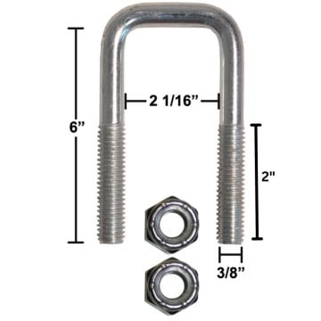 Trailer U-Bolt - Zinc Plated - Square - 2 1/16" x 6" x 3/8"