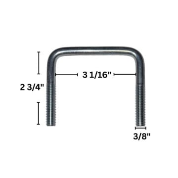 Trailer U-Bolt - Stainless Steel - Square - 3 1/16" x 2 3/4" x 3/8"