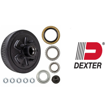Dexter 10" x 2 1/4" Brake Drum - 5 on 4 1/2" with 1 3/8" x 1 1/16" Bearings (L68149 x L44649) - 1/2" Studs