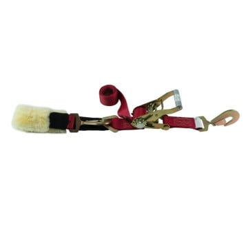 Snappin Turtle Ratchet Strap w/ Axle Loop w/ Twisted Snap Hooks - Sheepskin Loop - 2" x 9' - 10k Capacity - Red 