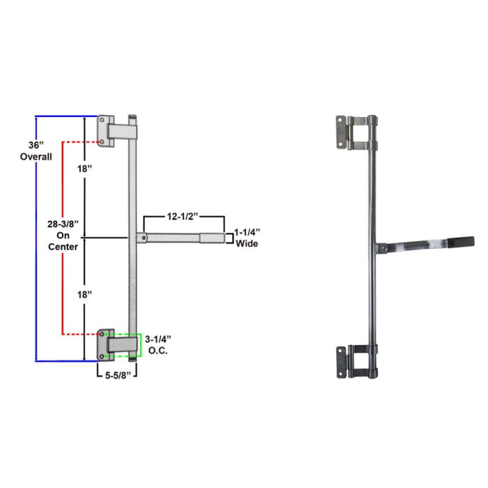 36" Cam Latch Side Door Bar Lock Assembly Trailer Cam Bar Door Lock