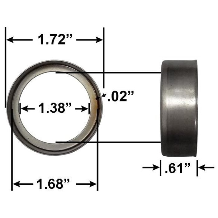 Stainless Steel Spindle Wear Ring 1.72" O.D.