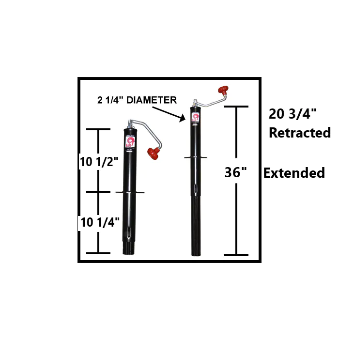 RAM 5,000 lb A-Frame Trailer Jack Dimension Diagram